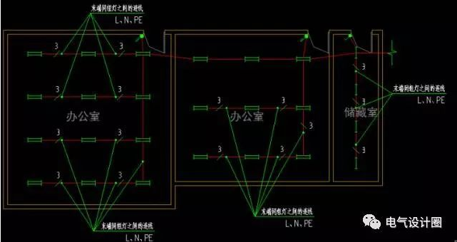 3个步骤教你确定电气照明平面图的导线根数,画