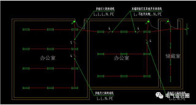 3个步骤教你确定电气照明平面图的导线根数,画